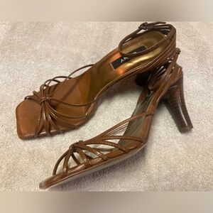 DKNY Brown Strappy Heeled Sandals